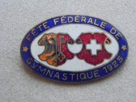 Medaille Brosche Abzeichen Eidg. Turnfest Genève 1925 Email