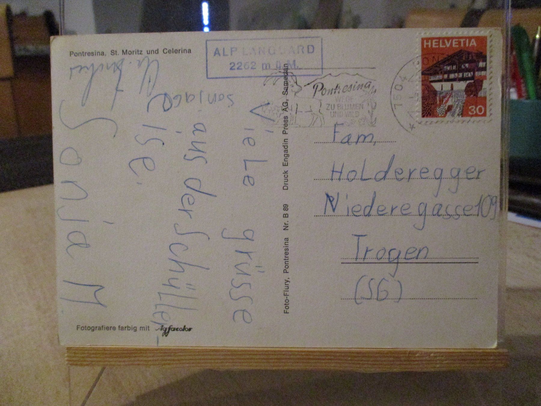 Cartoline postali: Pontresina St.Moritz Celerina Postkarte  1 – Usato da Felsberg venduto da sanwill 1