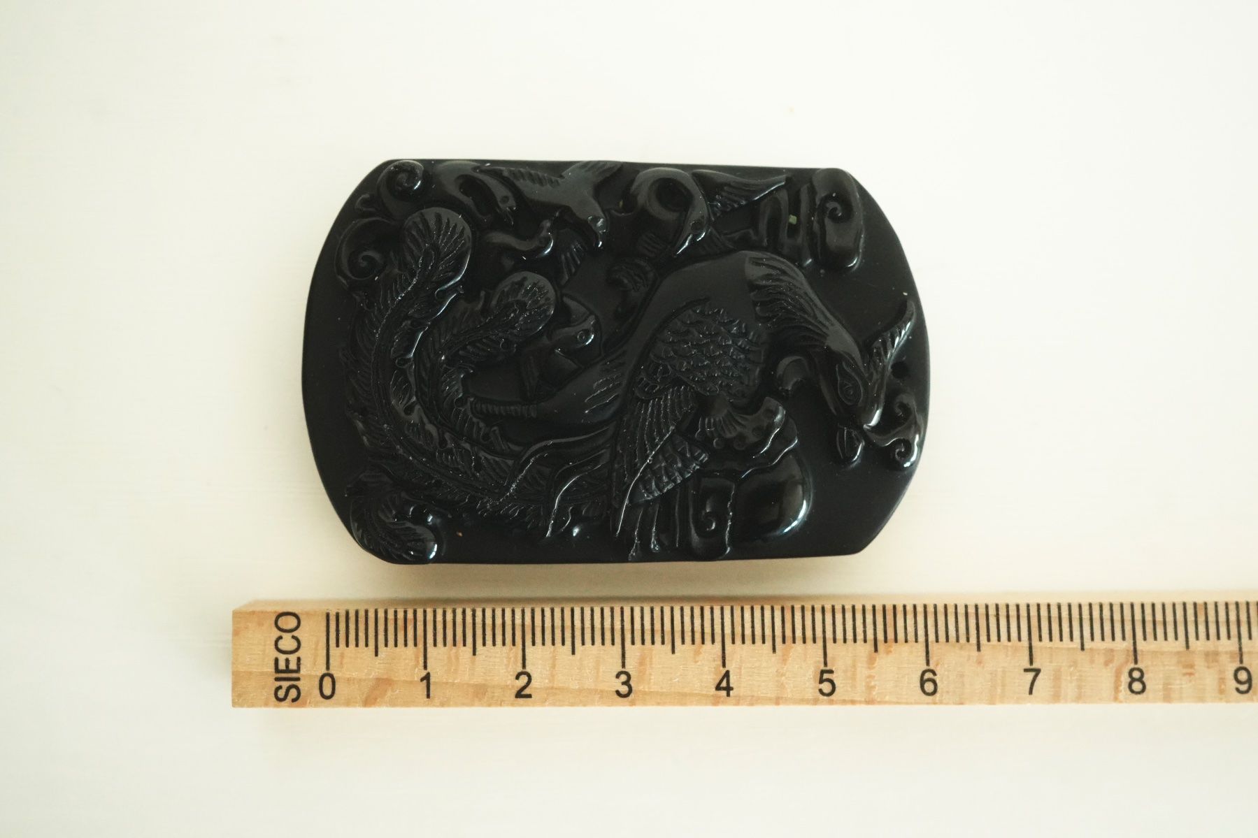 Ciondoli: Schnitzerei Anhänger schwarzer Stein Phönix China Amulett – Usato da Volketswil venduto da HeredisAntiques 4
