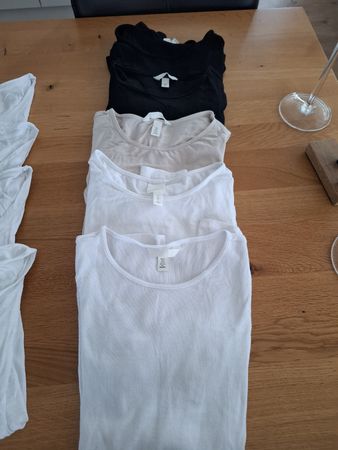 5 Langarmshirts Damen Grösse S H&M weiss beige schwarz