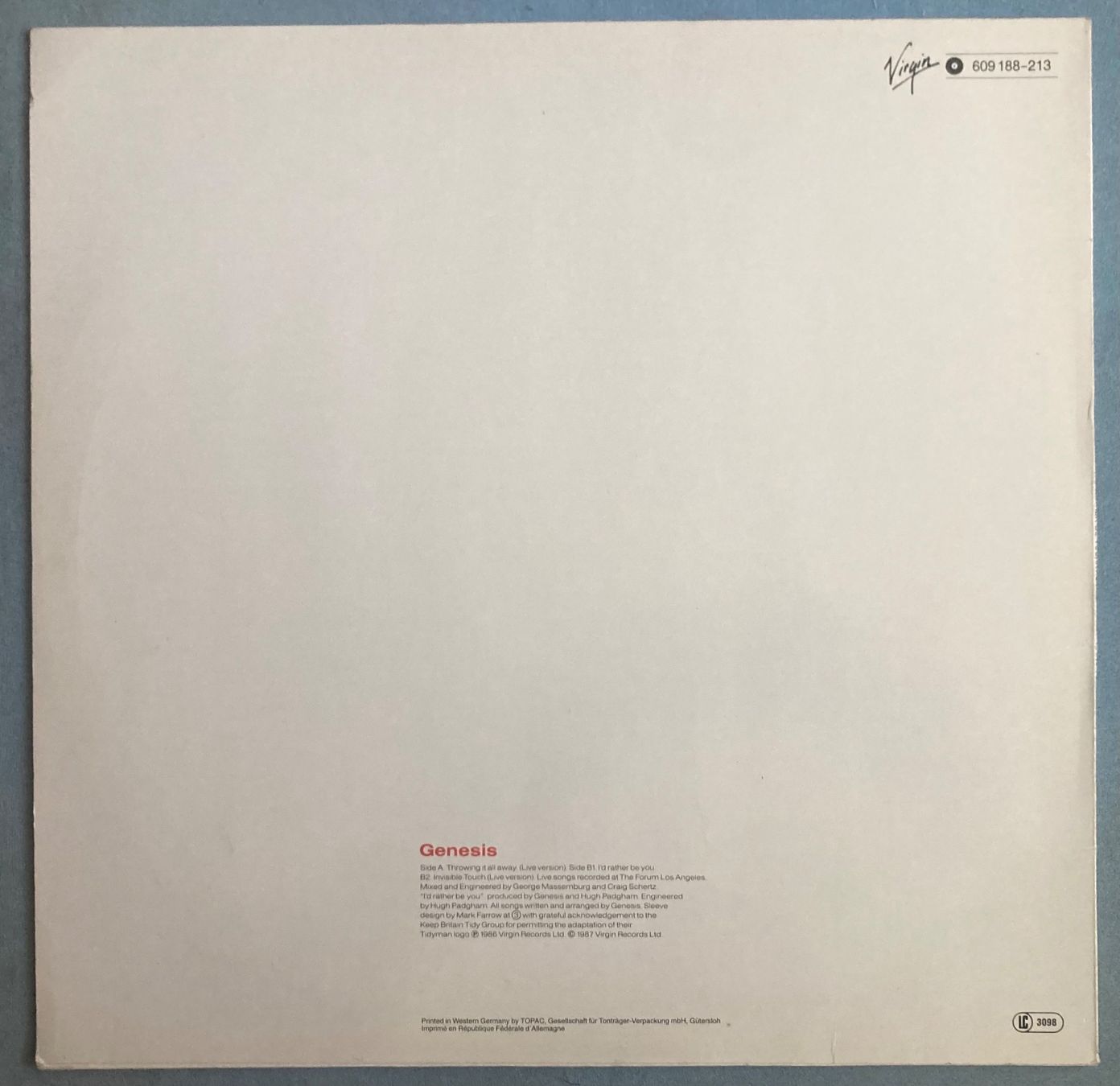 Vinyles: GENESIS - THROWING IT ALL AWAY (LIVE VERSION) – D'occasion à Poliez-Pittet par Newtown-Records 1