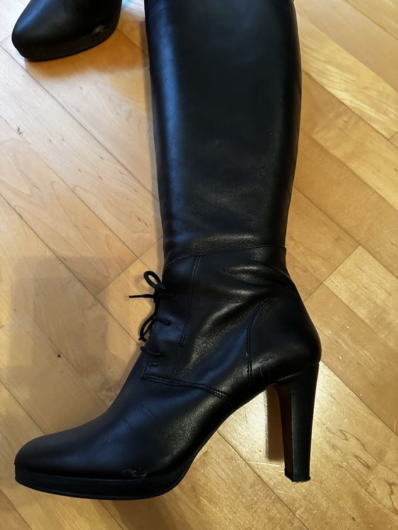 Leder-Stiefel Grösse 40 schwarz mit Absatz 2