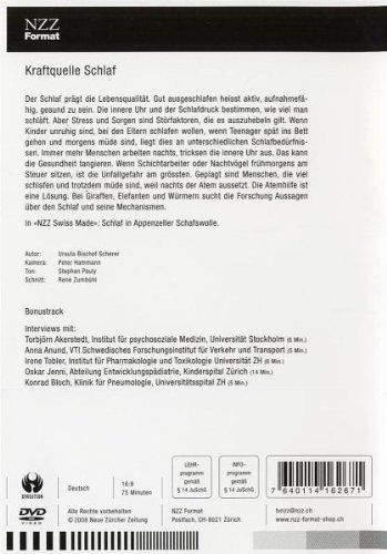 Tutti i DVDs: Kraftquelle Schlaf - NZZ Format [DVD] – Nuovo e nell'imballaggio originale da Bitsch venduto da Melando 1