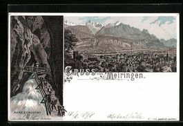 Litho Meiringen, Aareschlucht mit Besuch
