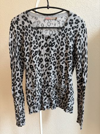 Cardigan gris/noir imprimé léopard Saint Tropez, t.38/M