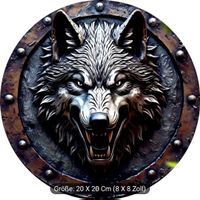 Metallschild Wolf / Wölfe Rund 20cm Durchmesser / Bild