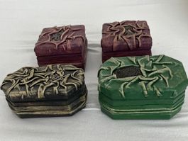 4 schöne Holz-Schmuck-Schatullen / versch. Modelle/Reliefs!