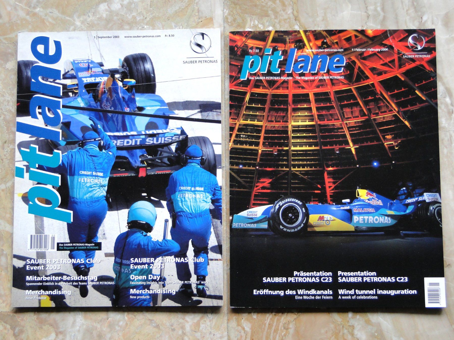 Riviste & Magazine: 2 SAUBER Magazine Pit Lane 5-2003/1-2004 – Usato da Killwangen venduto da cyrano56