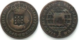 BRASILIEN 20 Reis (1809) Gegenstempel auf 10 Reis 1778