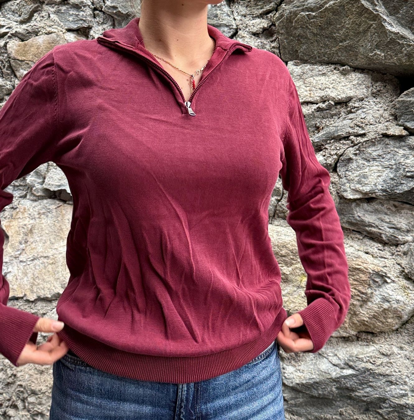Pullover & Sweatshirts: bordeaux Pullover mit Reissverschluss – Gebraucht aus Därligen von ram_jy58 1