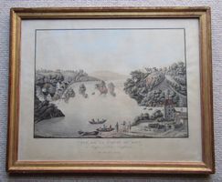 Rheinfall Umrissradierung von Schalch sehr grosses Blatt