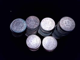 78 Pièces de 2 Francs Suisse en Argent + belles années