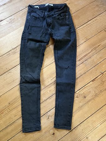 Tally Weijl Skinny Jeans, schwarz, Grösse 36, Used Look