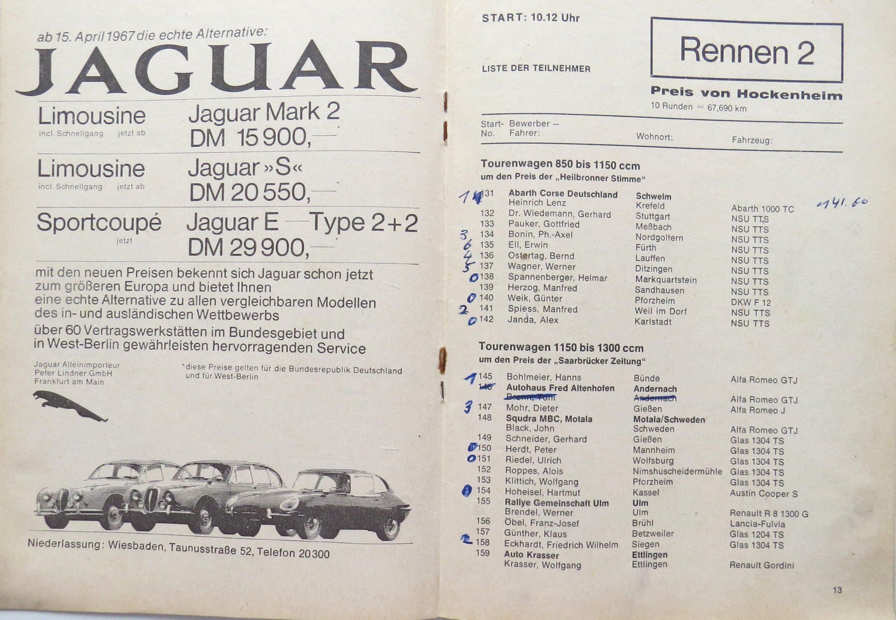 Documenti: Original Programm Preis der Nationen in Hockenheim von 1967 – Usato da Ettingen venduto da campione_1 3