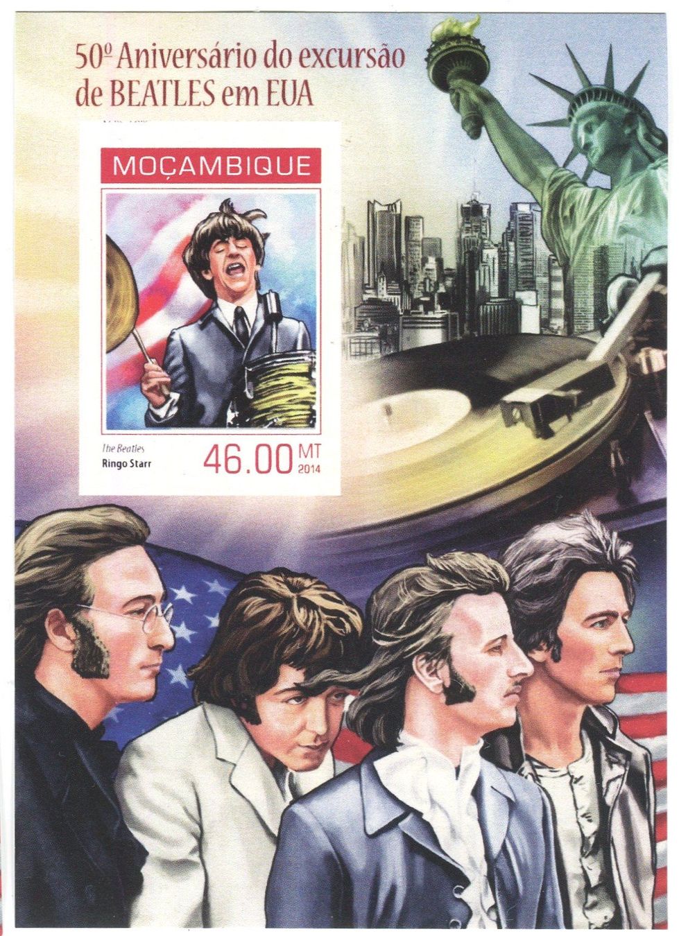Tutti i francobolli: Block "The Beatles. Ringo Starr". Mosambik – Nuovo e nell'imballaggio originale da Basel venduto da Butsch5