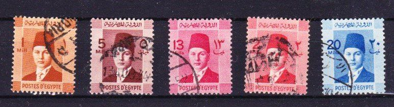 Tutti i francobolli: Série 5 timbres  Égypte - 1937 - Obl. – Usato da Blonay venduto da Leglaude_01