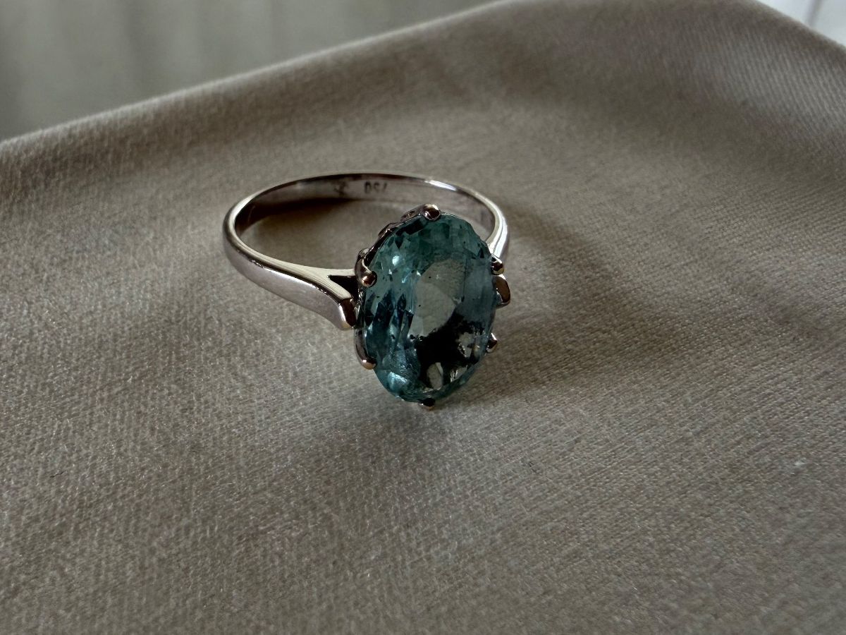 Anelli: Bague en or blanc avec aigue-marine véritable – Usato da Bussigny venduto da ccch 2