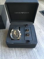 Emporio Armani Herrenuhr + Manschettenknöpfe Set Gold/Sch...
