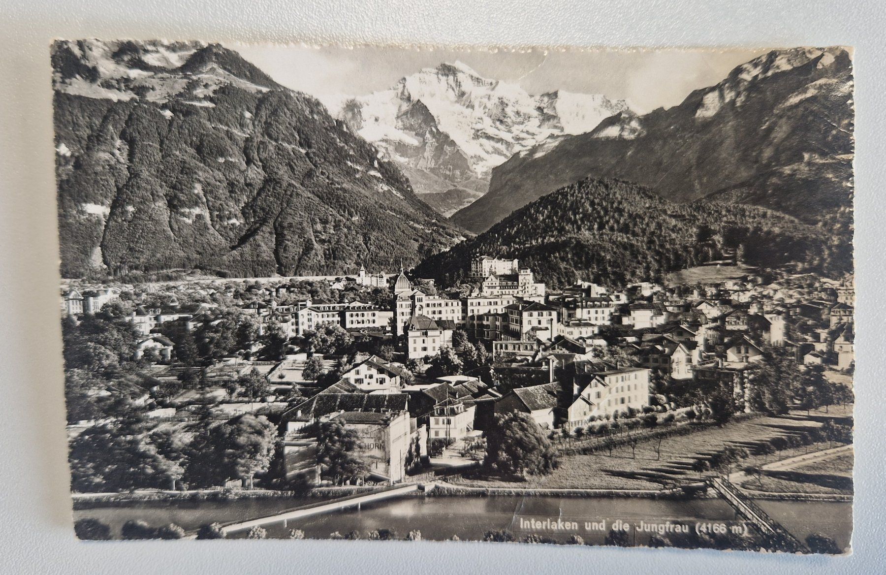 Ansichtskarten: Interlaken und die Jungfrau 1944 – Gebraucht aus Melchnau von Arthurius
