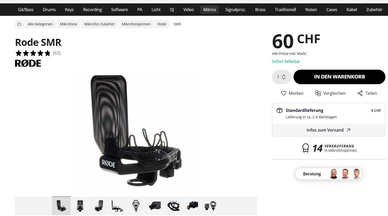 Røde Mikrofone: RØDE SMR Premium Studio Microphone Shock Mount – Gebraucht aus Geneve von T36