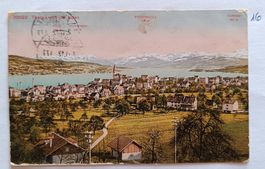 Ansichtskarte Thalwil und die Alpen gelaufen gebraucht