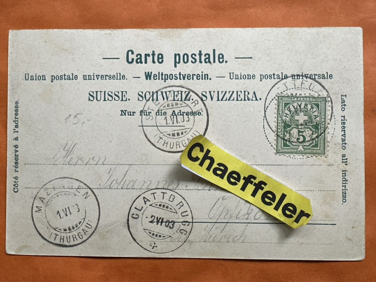 Cartoline postali: Alte Ansichtskarte 1903 Schloss Sonnenberg  – Usato da Zürich venduto da Chaeffeler 1