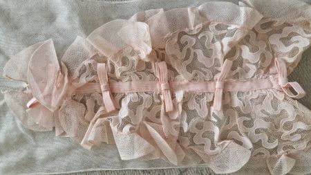 Wunderschöner Vintage Spitzenkragen, rosa, Rüschen, Unikat!