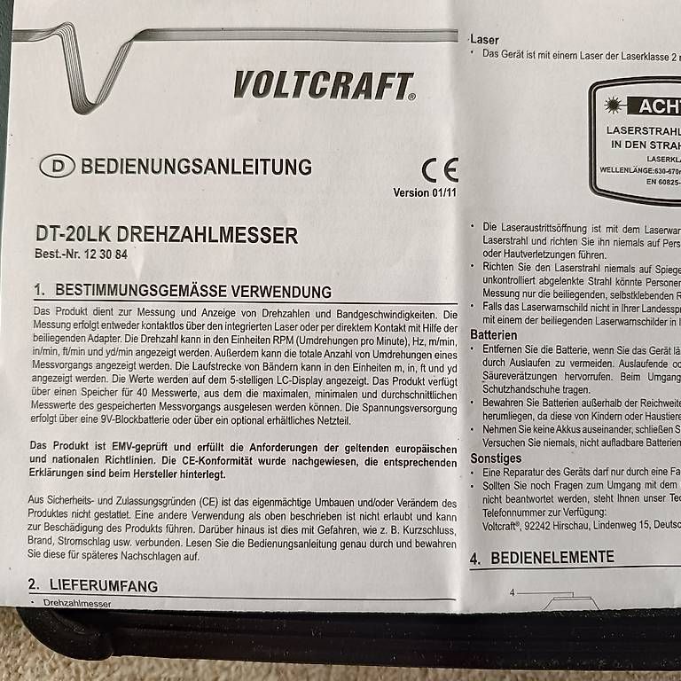 Messen: Voltacraft Drehzahlmesser  – Gebraucht aus Safnern von billionboy55 1