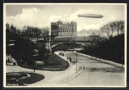 Hamburg, Zeppelin über der Seewarte und