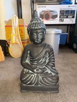 Buddha Statue Dunkelgrau mit Patina Dekoration Figur 40cm