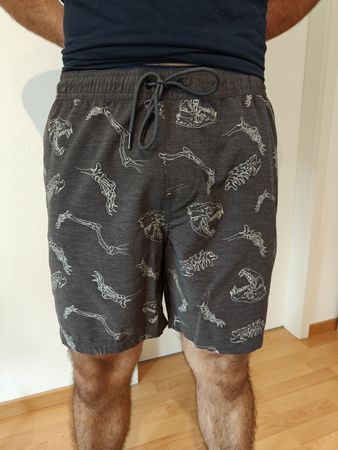 Herren Badeshorts dunkelgrau mit Skelettmuster Grösse M