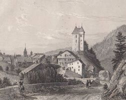 VALANGIN, STAHLSTICH, GRAVURE SUR ACIER
