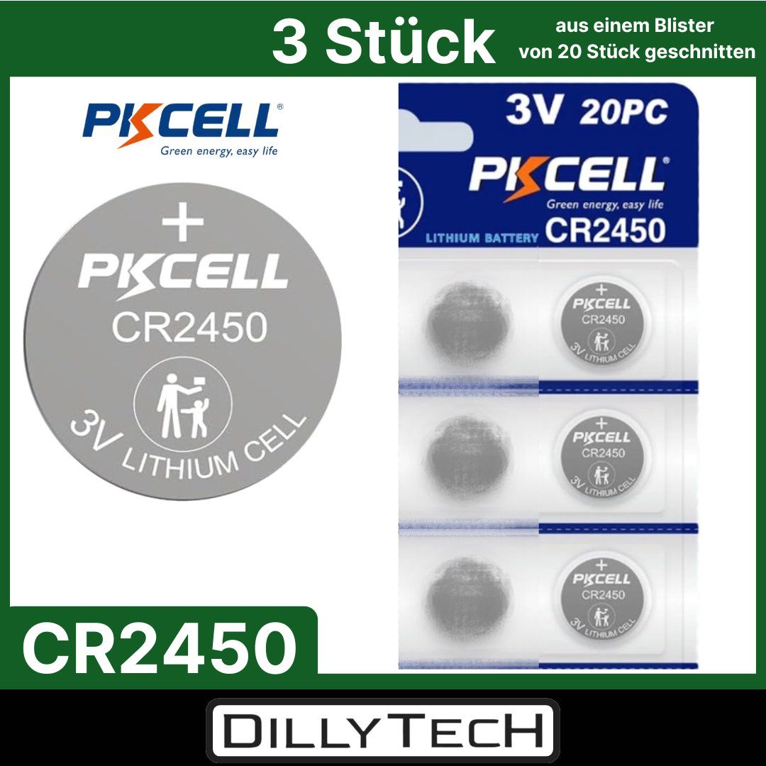 Caricatori & Batterie: PKCELL CR2450 Knopfzellenbatterie - 3 Stk. – Nuovo e nell'imballaggio originale da Meilen venduto da DillyTecH