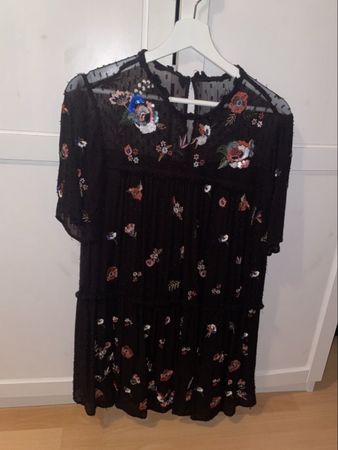 Black Floral Mini Dress - Size Small