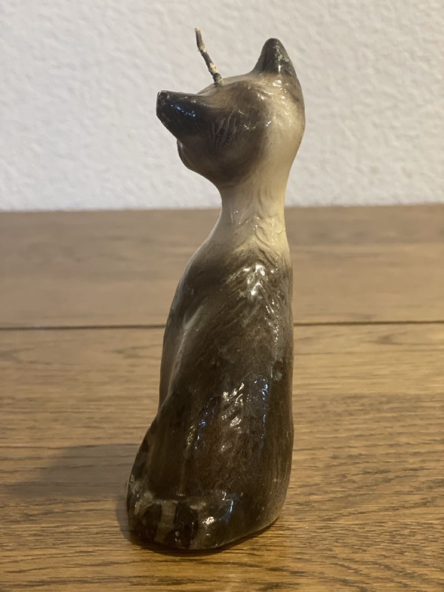 Statuette: Kerze Katze sitzend braun/weiss mit blauem Blick – Usato da Lyss venduto da Vandy19 3