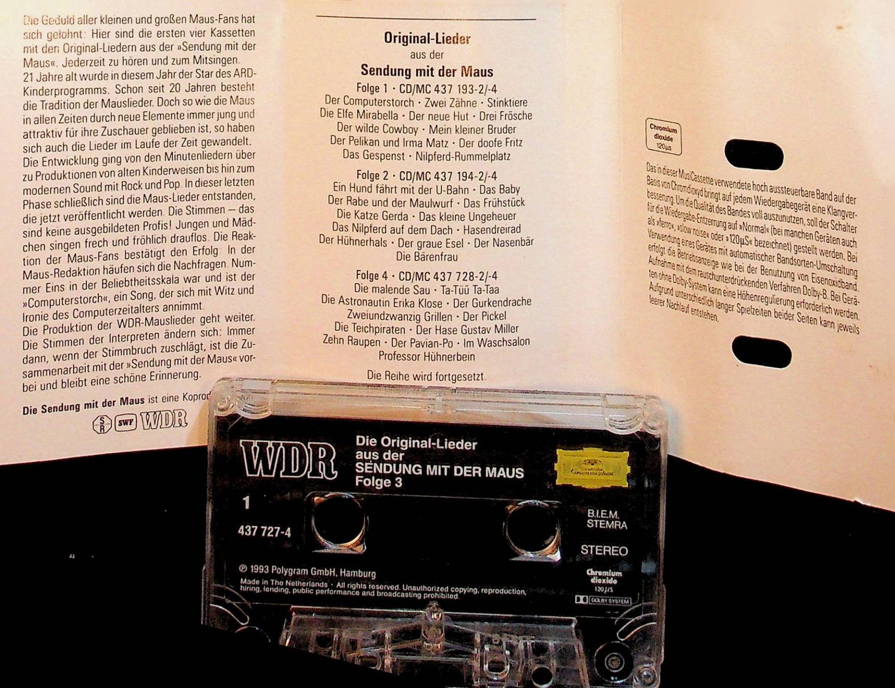 Musicassette: MC Original Lieder aus der Sendung mit der Maus Folge 3 – Usato da Reitnau venduto da Zaomir 2