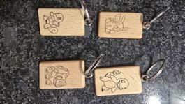 Pokémon Schlüsselanhänger Holz 4er-Set 