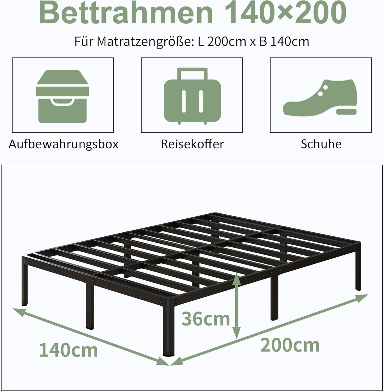 Letti: Metallbett 140x200 cm -  36cm Höhe – Nuovo e nell'imballaggio originale da Basel venduto da Stephan-Siegrist 1