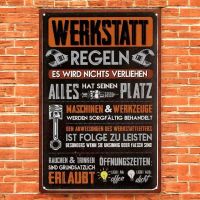 Panneau Enseigne WERKSTATT Regeln Humour Repro Blechschild