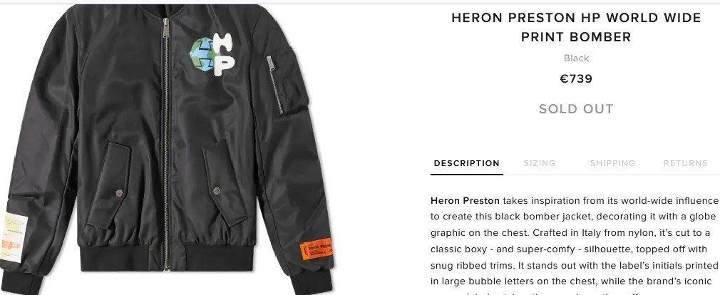 Giacche: Heron Preston Bomber Jacke / veste  .S / M – Usato da Collonges venduto da Allegree 1