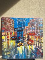 Gemälde Stadtansicht New York mit Brücke und Autos