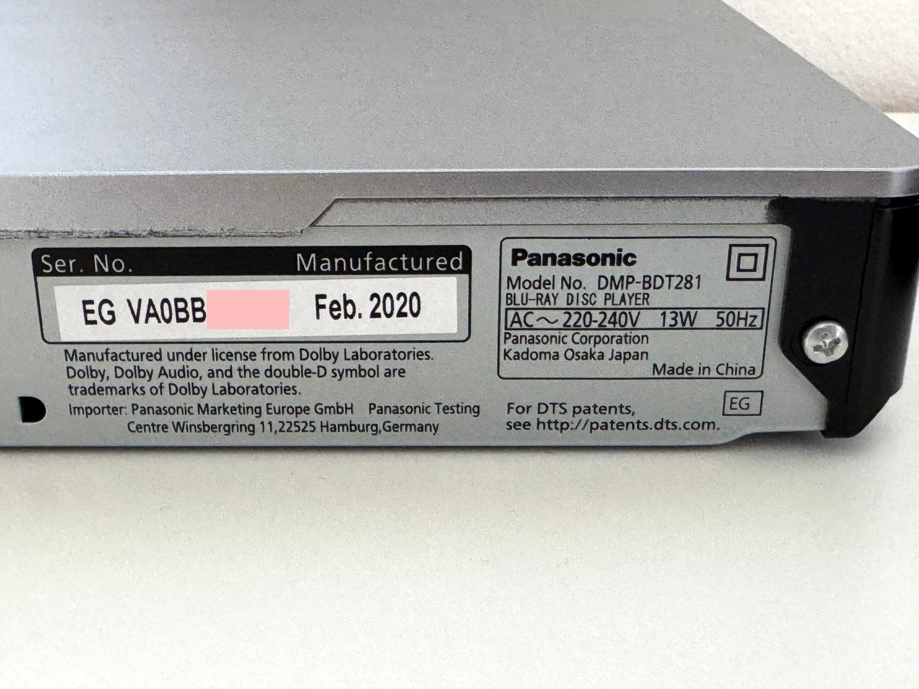 Panasonic Audio- & Mediensysteme: Blu-ray Player Panasonic DMP-BDT281 - Silber & Schwarz – Gebraucht aus Neuheim von vnetz 6