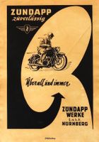 Litfass- Werbeplakat von 1953 «Zündapp - Motorrad» 44 x 31cm
