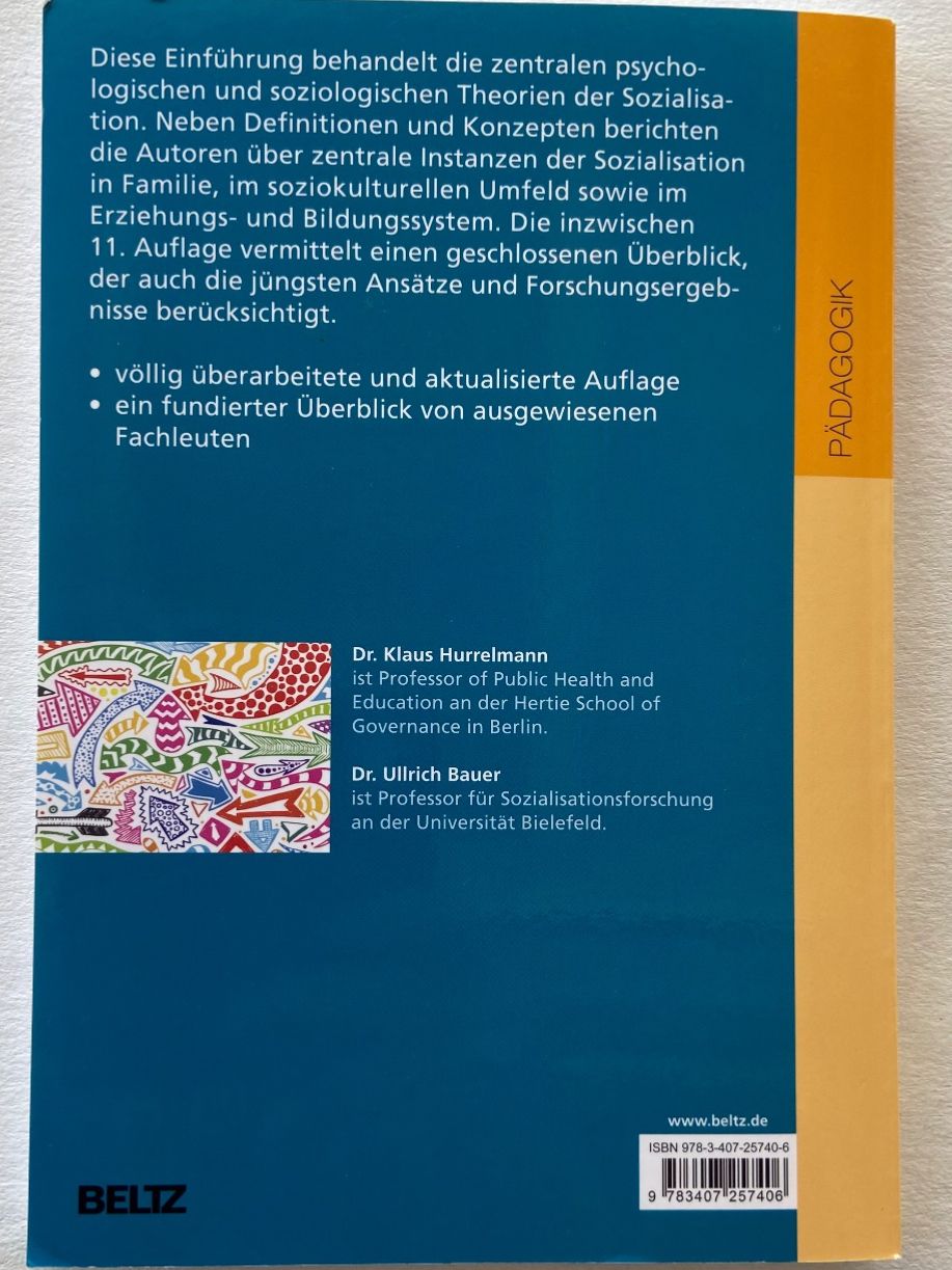 Libri: Einführung Sozialisationstheorie, K. Hurrelmann / U. Bauer – Usato da Lenzburg venduto da Boffer1A 3