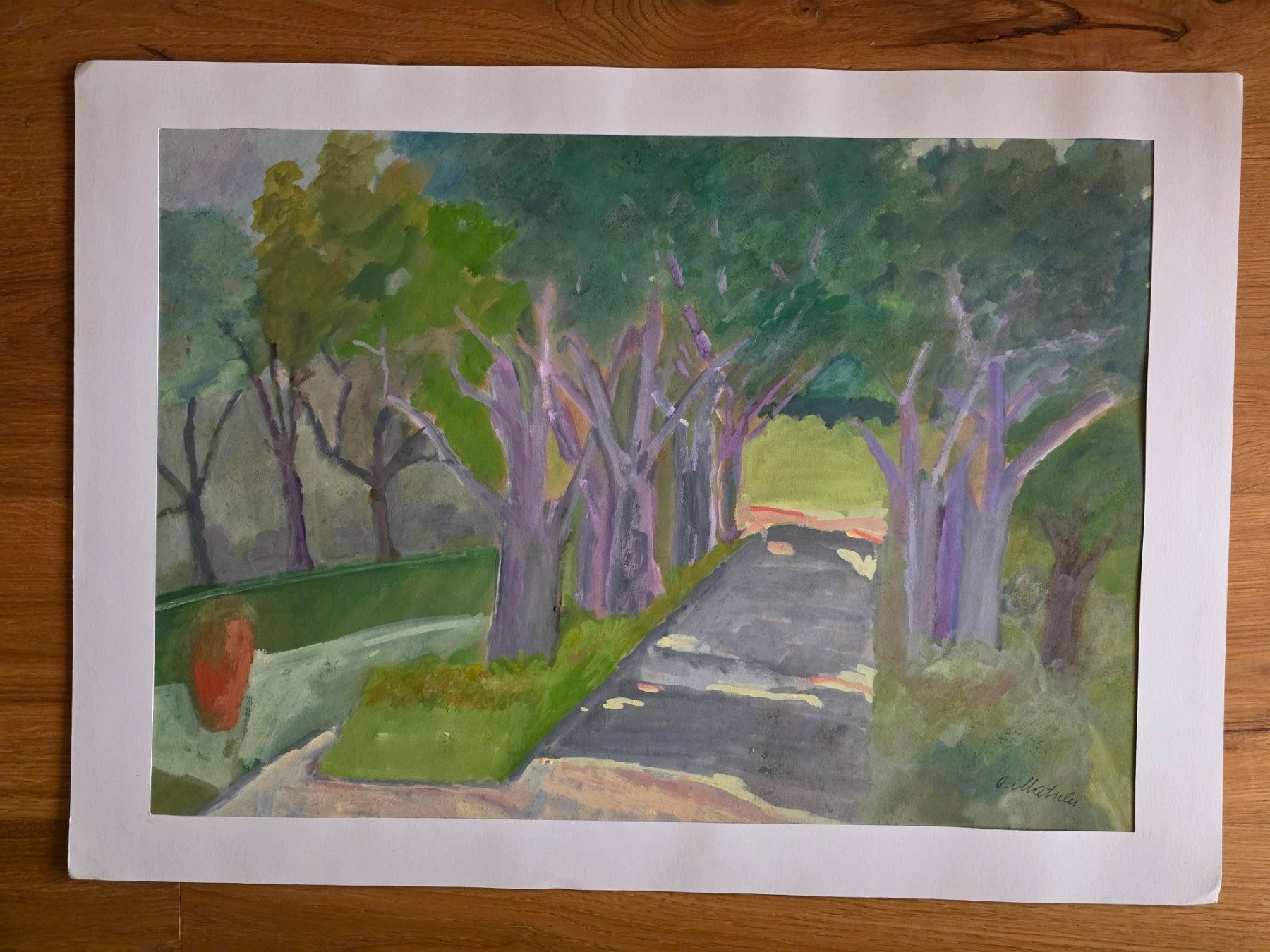 Dipinti: ÖL oder Acryl Bild Gemälde - Q. Matscher - Allee signiert – Usato da Walterswil BE venduto da Lonitti