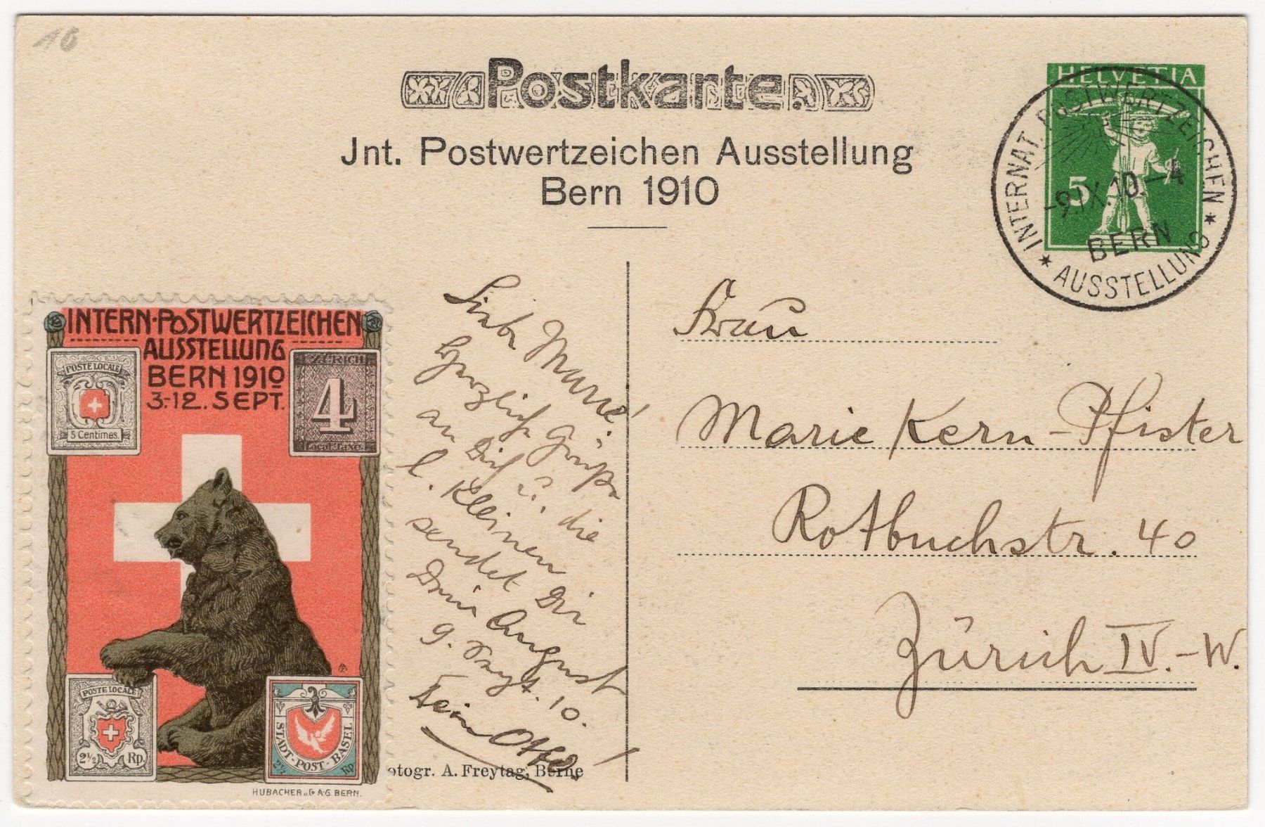 Tous les timbres: INTERNAT. POSTWERTZEICHEN AUSSTELLUNG BERN 1910 – D'occasion à Eglisau par Chperfins
