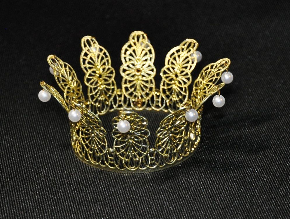 Funny Fashion Prinzessin Krone Goldmarie Mit Perlen | Gold – Karnevalskrone Für Kinder & Erwachsene