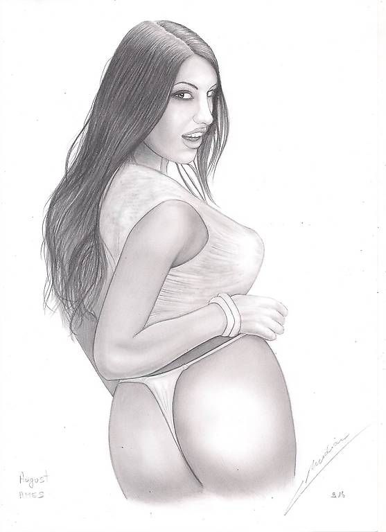 Dipinti: August Ames - original- format A4 - crayon – Usato da Ecublens VD venduto da Largo1