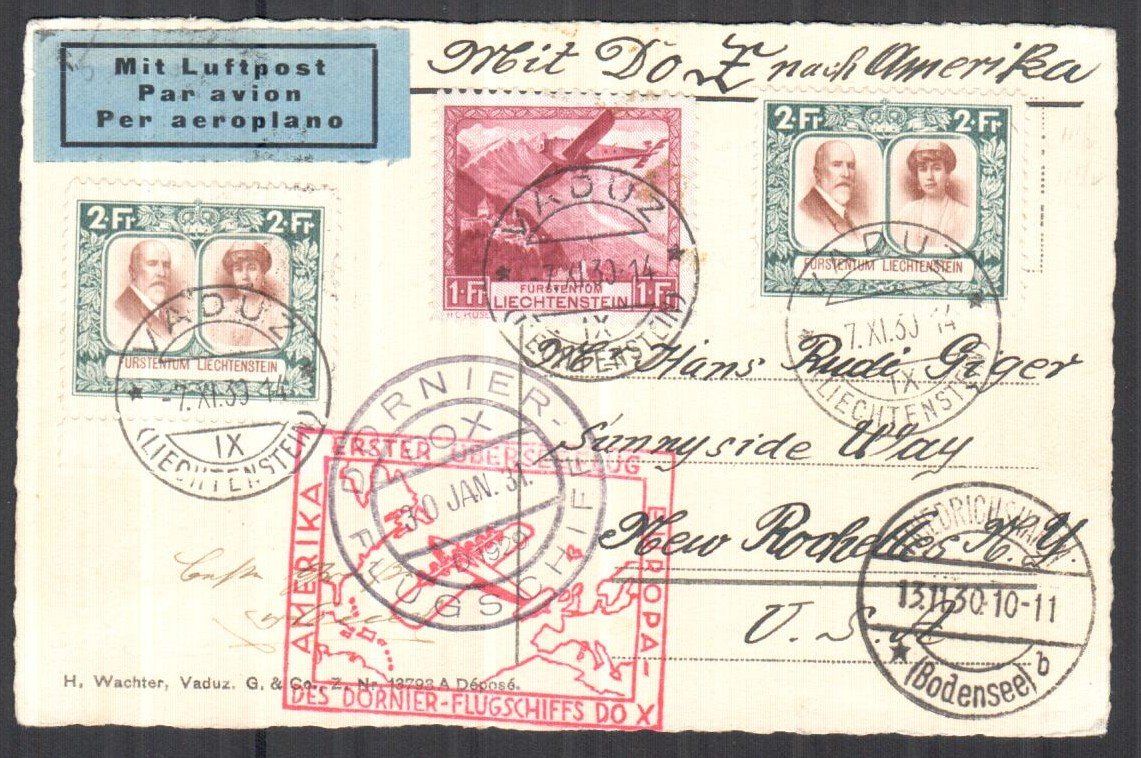 Tutti i francobolli: DOX Flugschiff - Karte mit FL Marken – Usato da Appenzell venduto da Murpa
