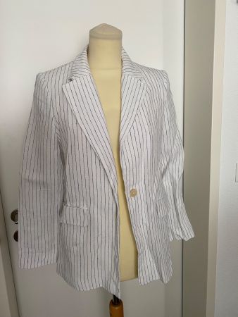 Mango Blazer Leinenmix gestreift Gr. S oversize ungetragen